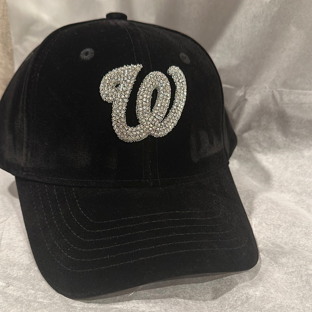 Fitted Cap - The W - Black w/silver bling