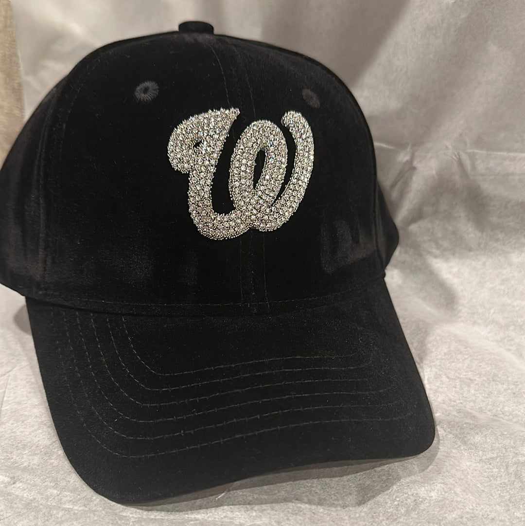 Fitted Cap - The W - Black w/silver bling