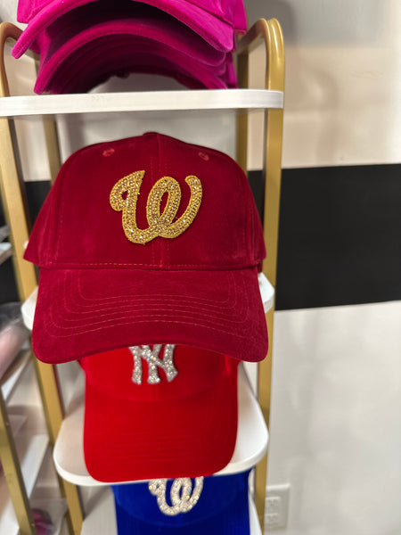 Fitted Cap burgundy - W - w/gold bling