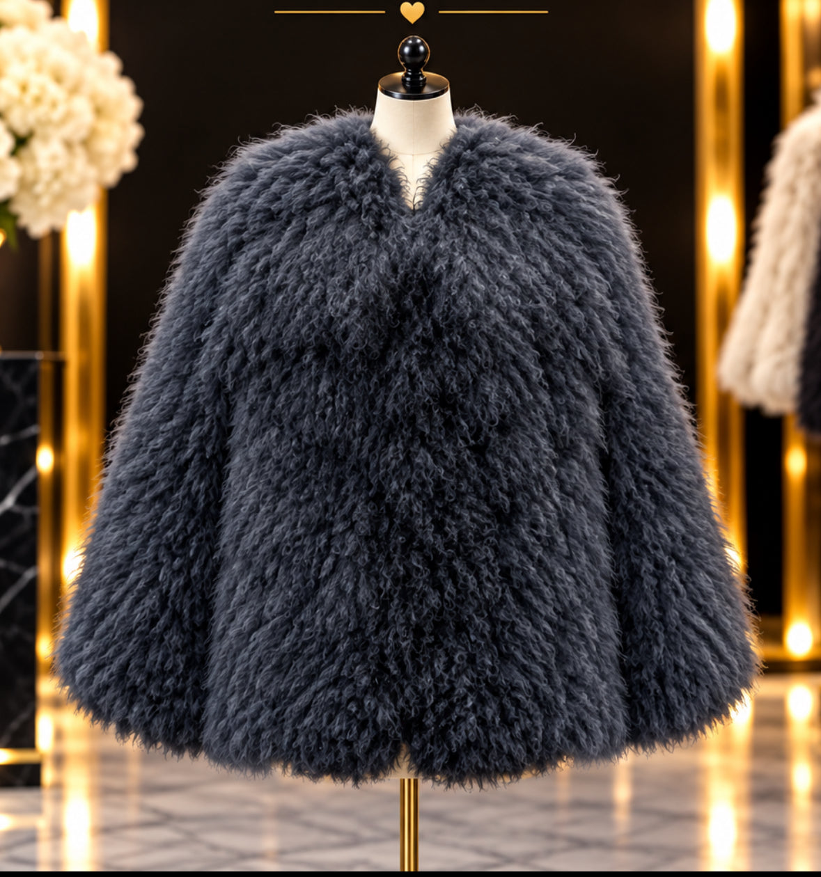 Mongolian lamb fur Poncho