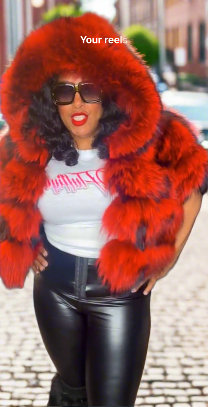 Raccoon Fur Vest w/detachable Hood (4 rows) - Colors
