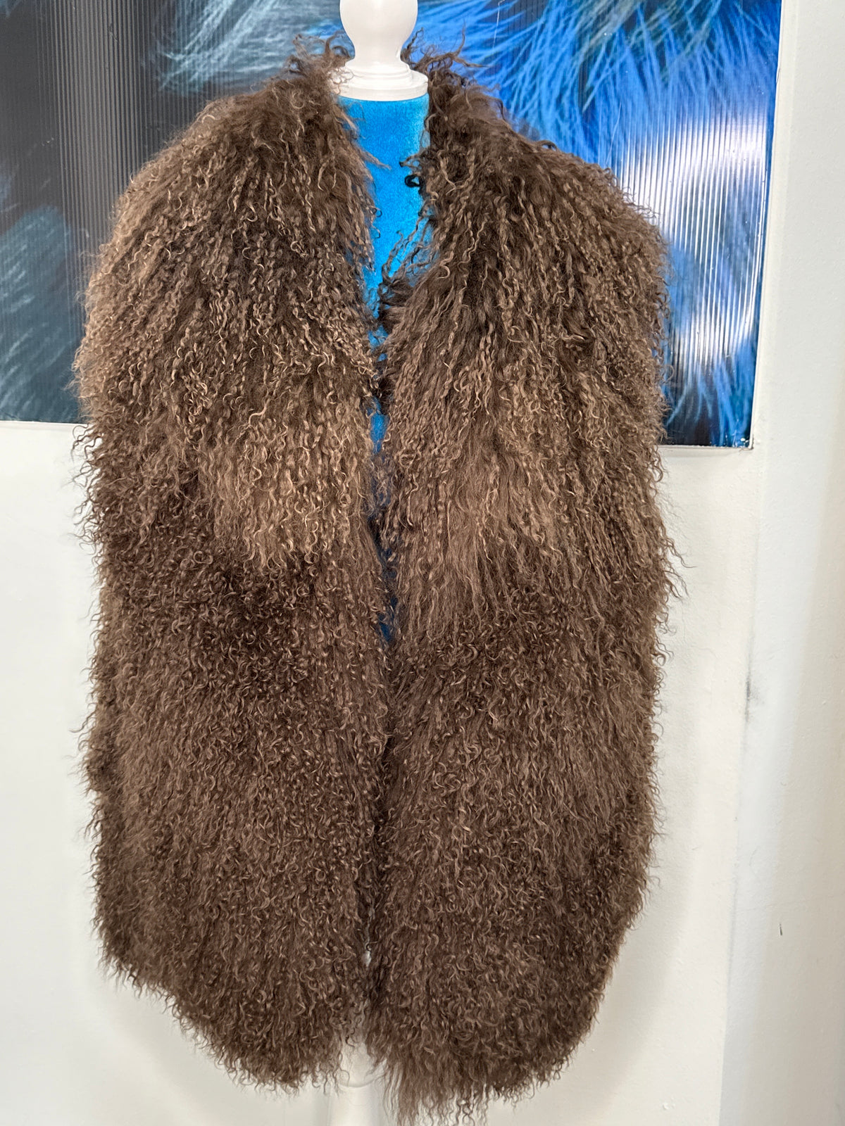 Mongolian Lamb Fur Long Vest w/collar