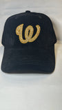 Fitted Cap - W - Black w/Gold bling