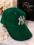 Fitted cap - NY - Dark Green w/ silver bling