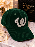 Fitted Cap - W - Dark Green w/silver bling