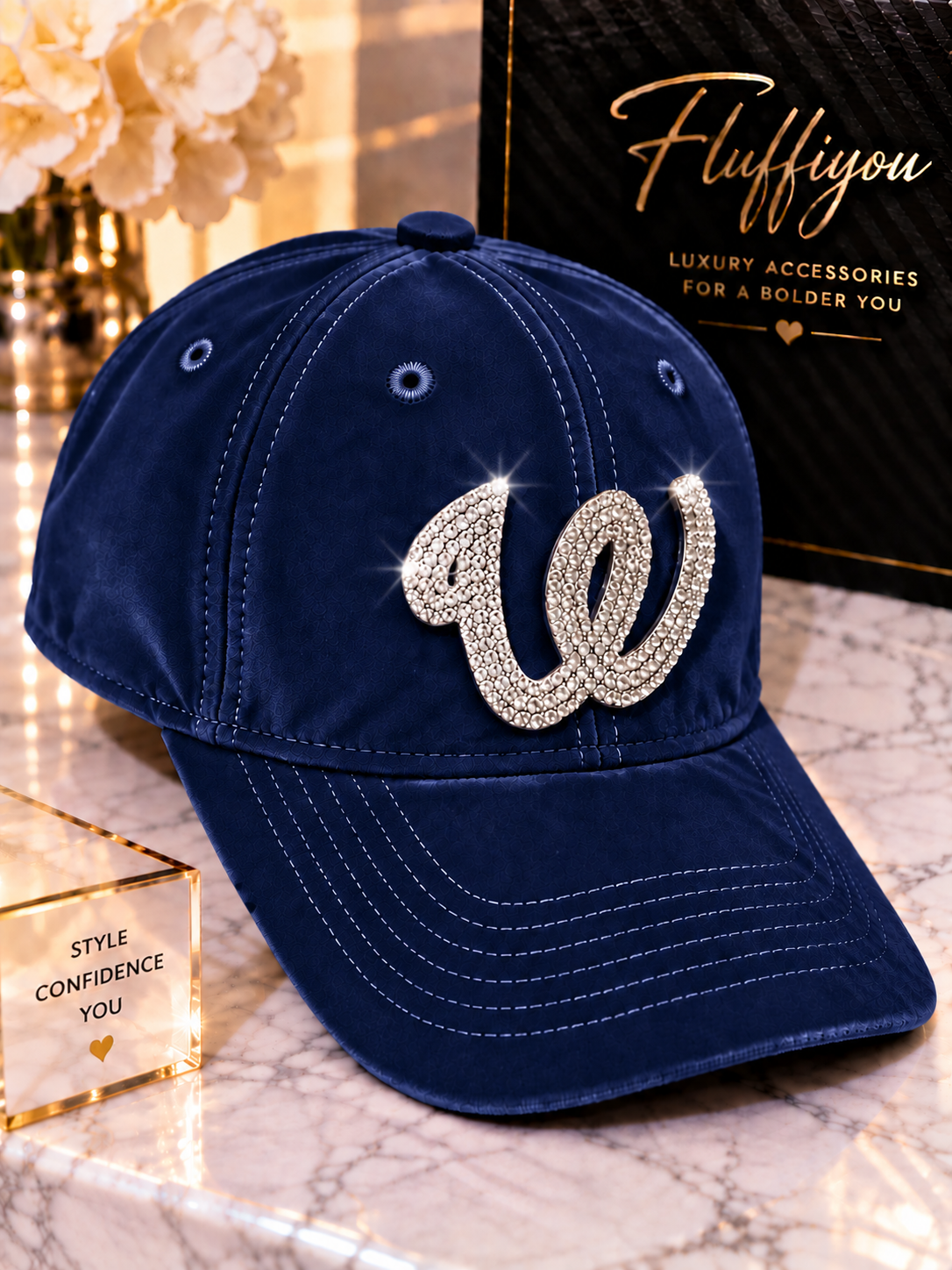 Fitted Cap - The W - Navy  Blue