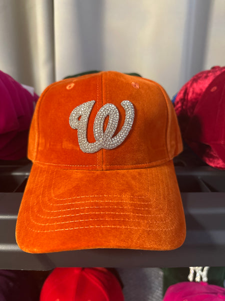 Fitted Cap cognac Orange - W - w/Silver bling
