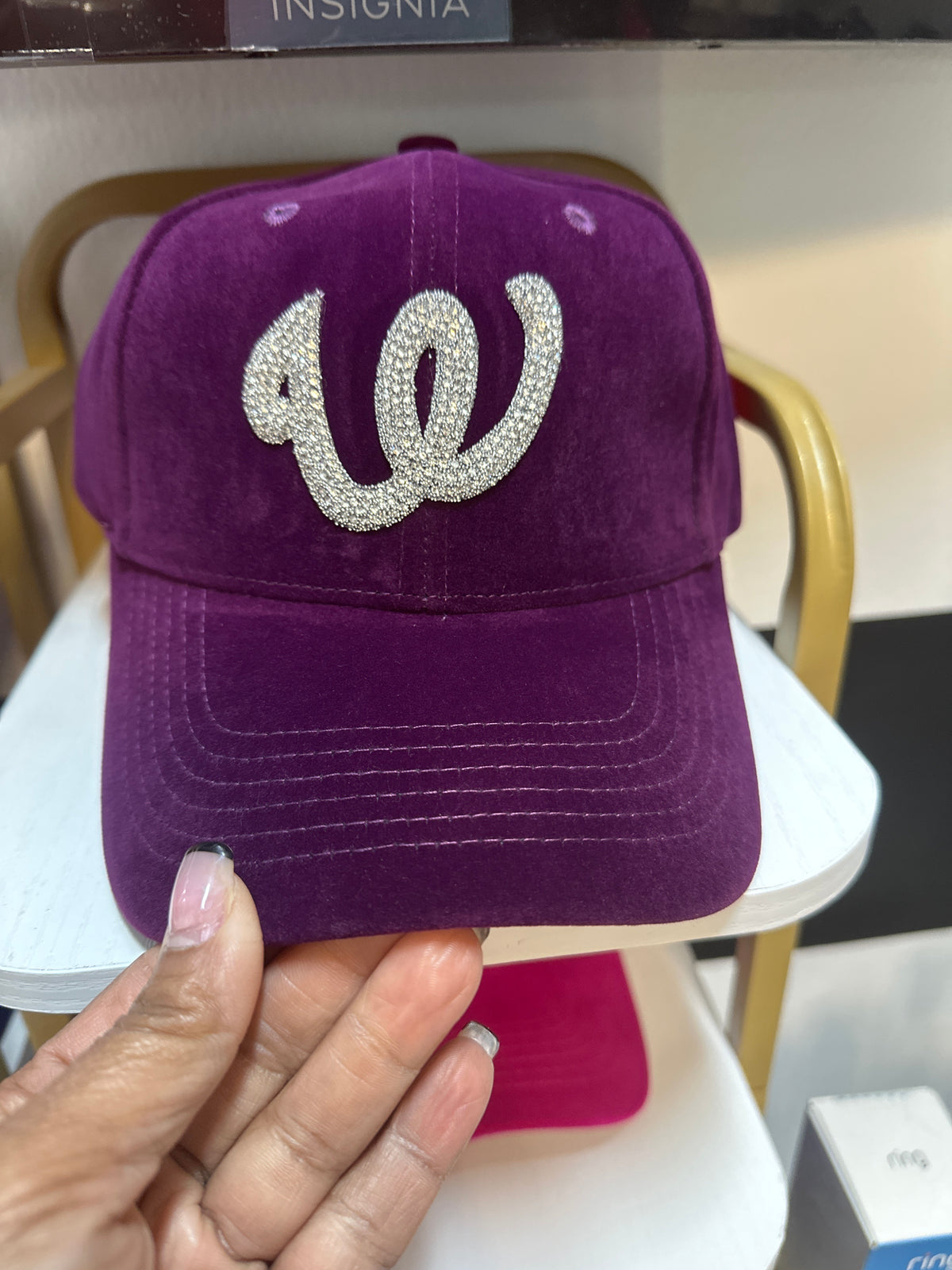 Fitted Cap - W - Purple w/silver bling