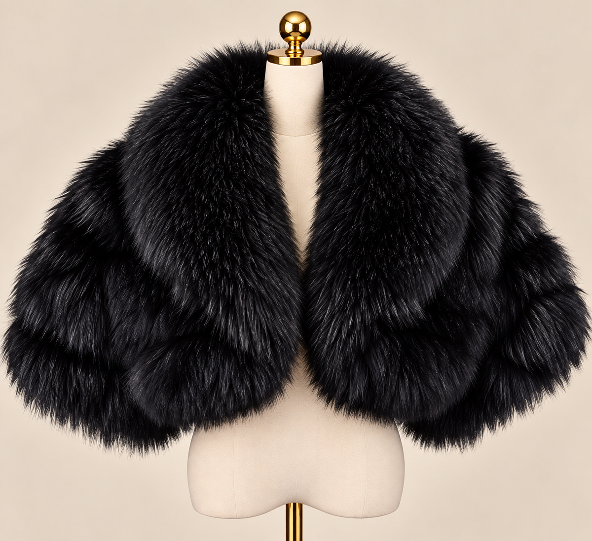 Raccoon Fur Crop Vest - 3 Row - Black