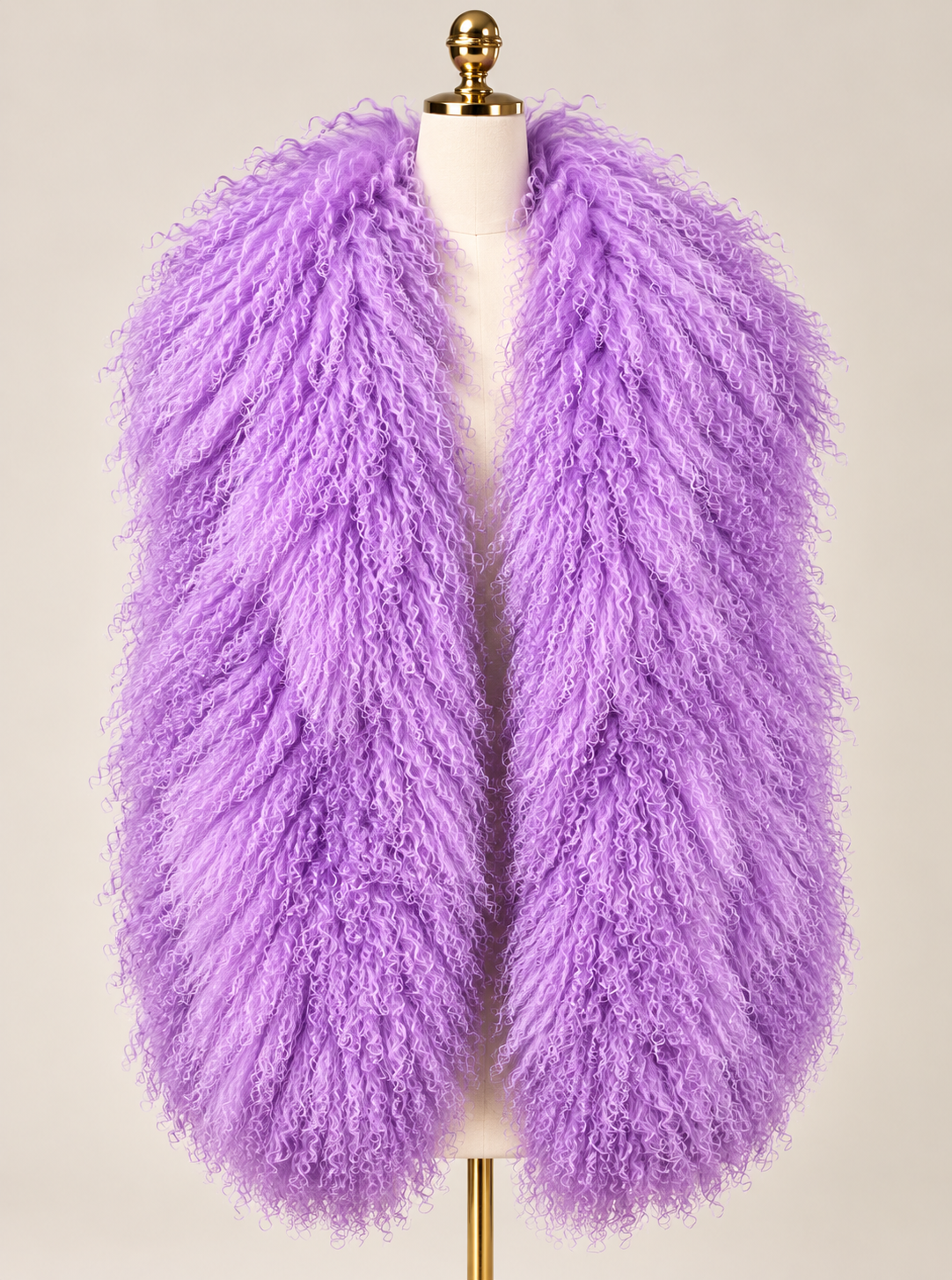 Mongolian Lamb Fur Long Vest w/collar