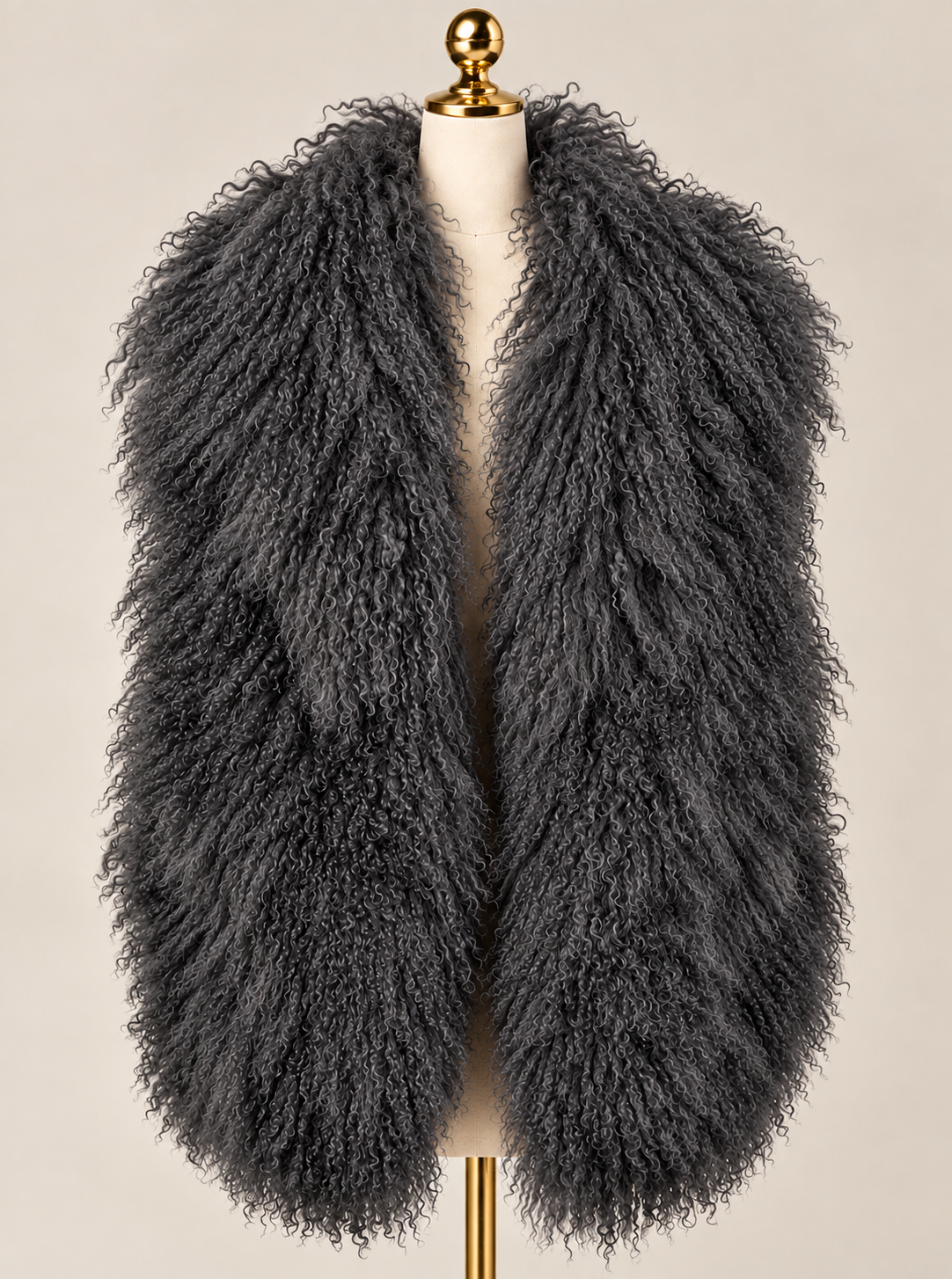 Mongolian Lamb Fur Long Vest w/collar