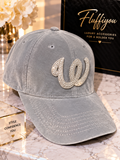 Fitted Cap -W- Grey w/silver bling