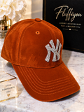 Fitted Cap - NY - Cognac Orange w/silver bling