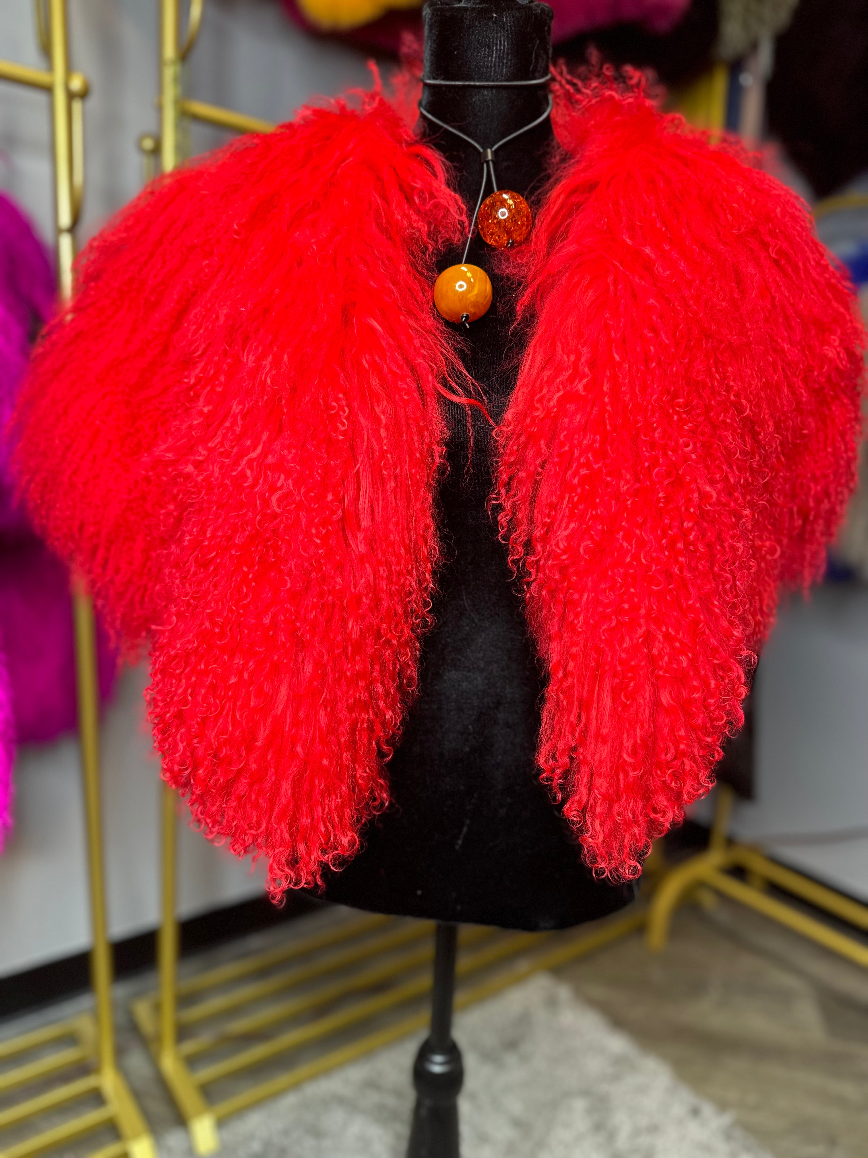 Mongolian Lamb Fur - Crop Vest (3row)