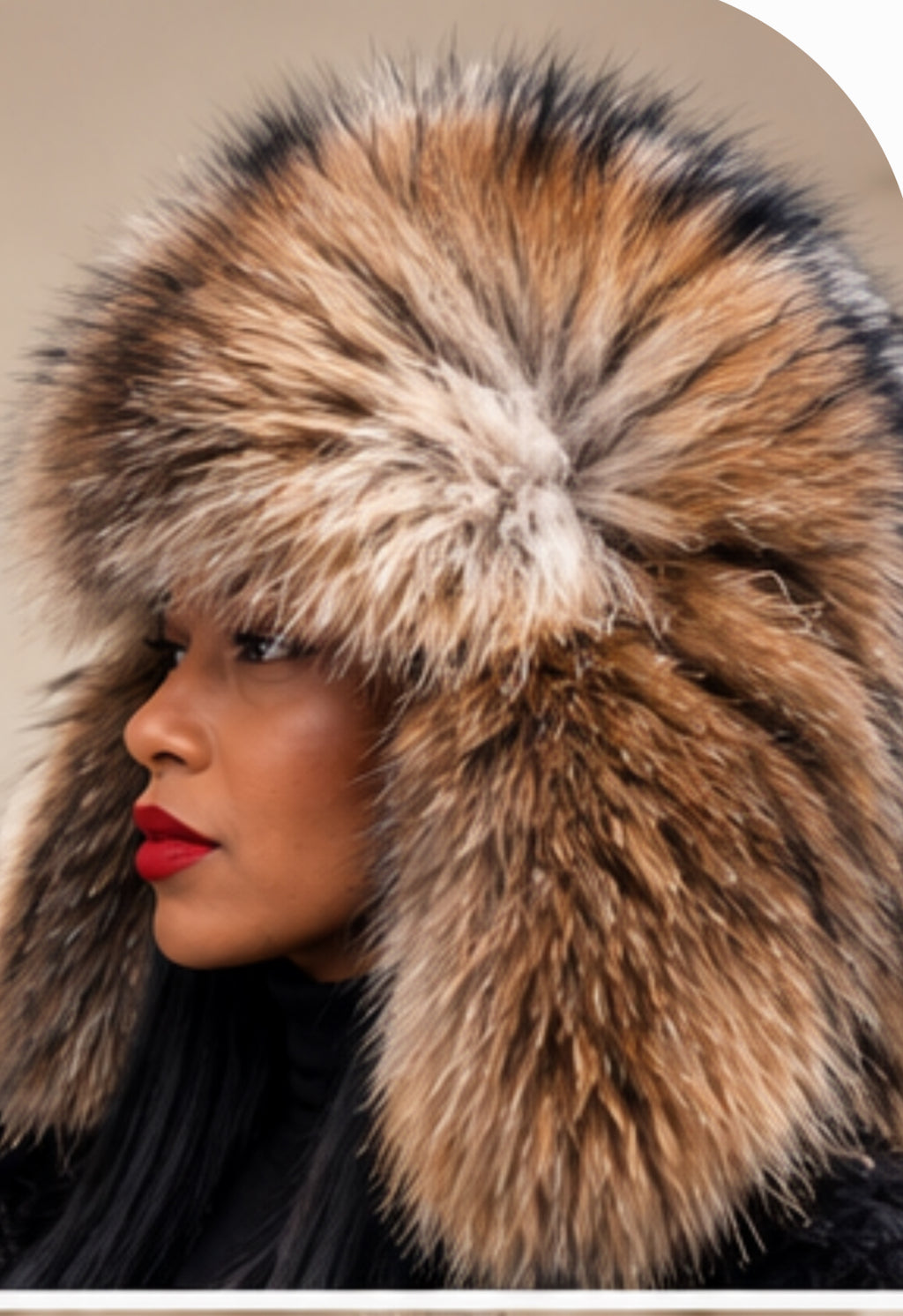 Raccoon Fur Jumbo Full Helmet Hat