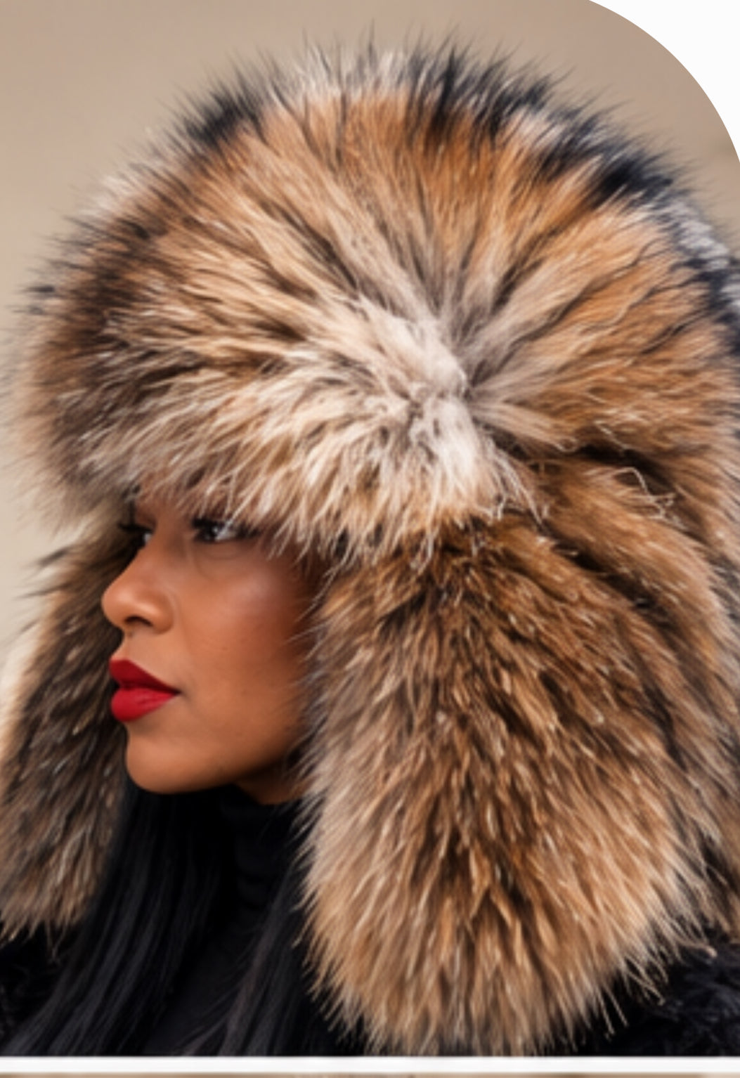 Raccoon Fur Jumbo Full Helmet Hat