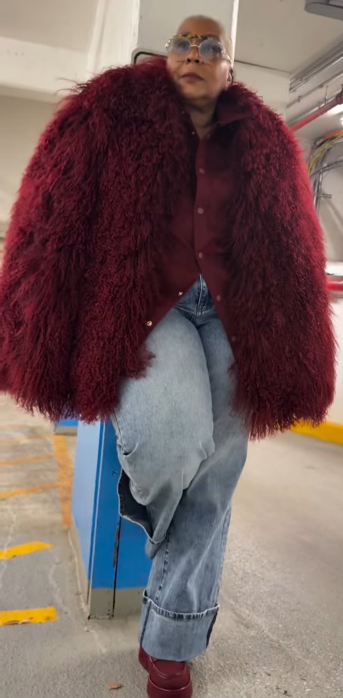 Mongolian lamb fur Poncho