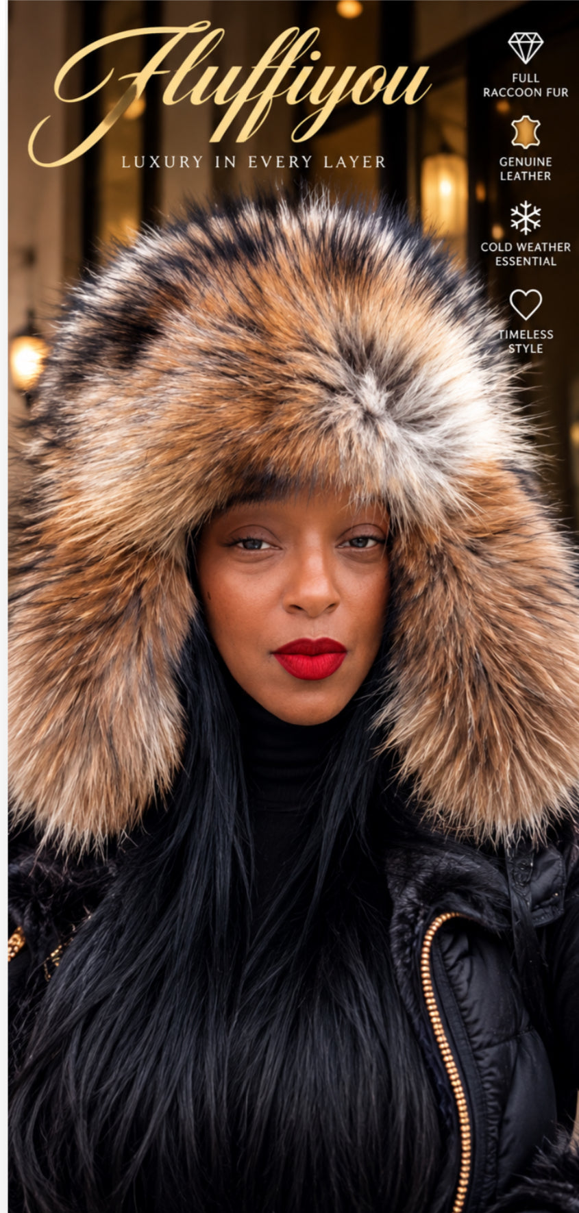 Raccoon Fur Jumbo Full Helmet Hat