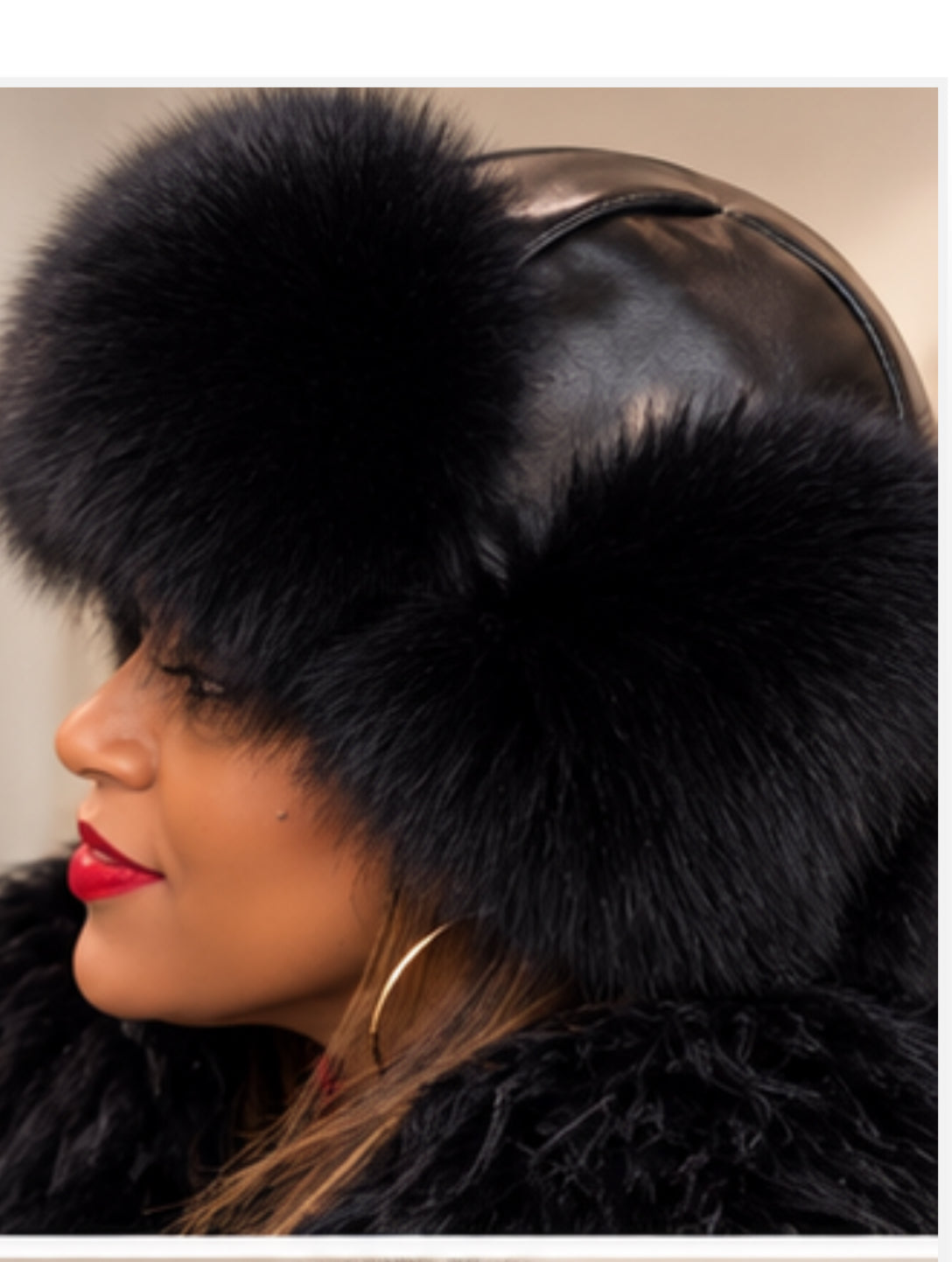 Fox Fur and Leather Trapper Hat