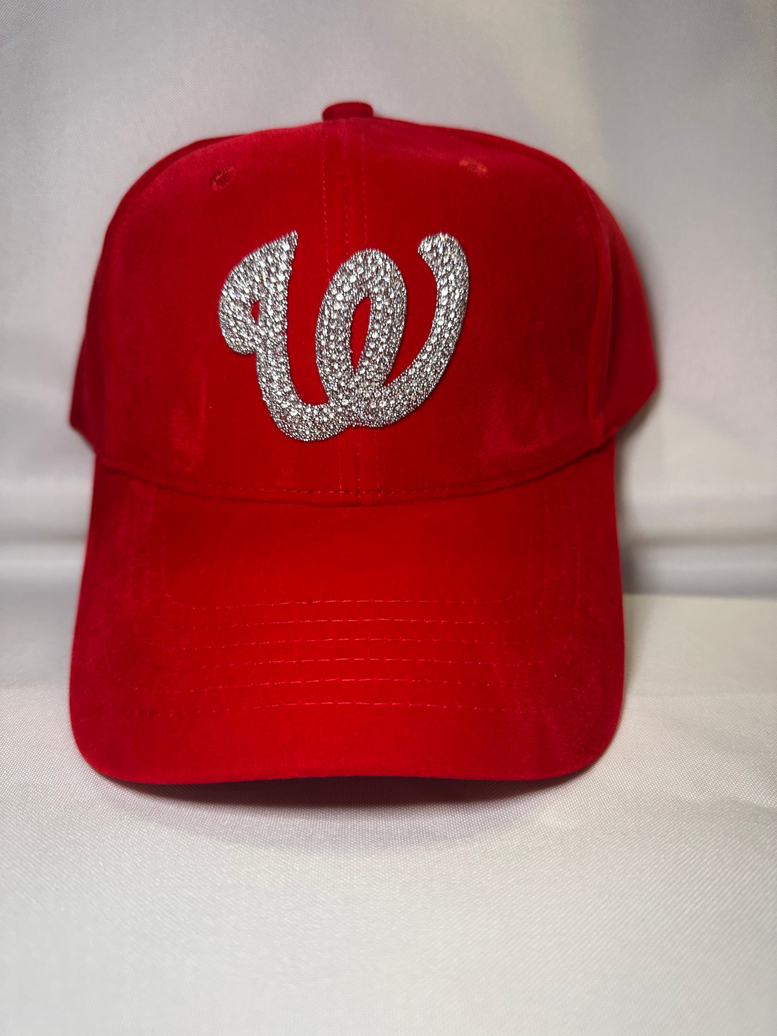 Fitted Cap - W - Red w/silver bling