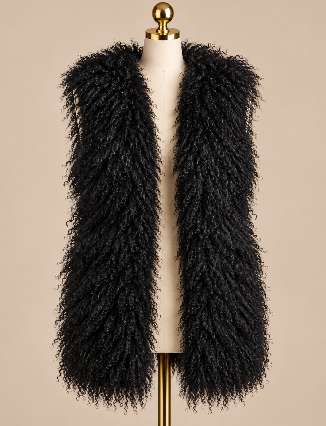 Mongolian Lamb Fur Vest - No Collar