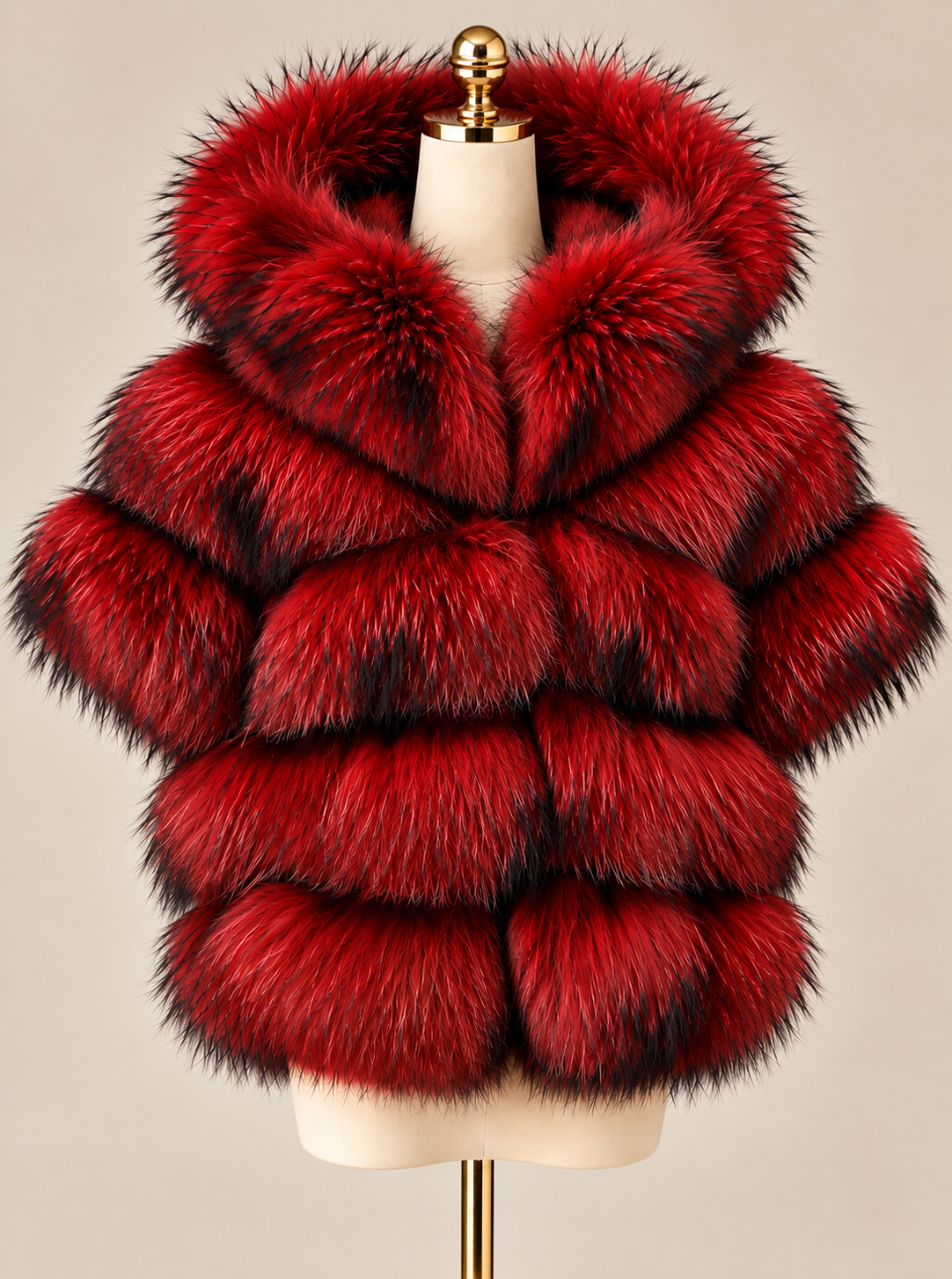Raccoon Fur Vest w/detachable Hood (4 rows) - Colors