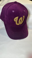 Fitted Cap - W - purple w/gold bling