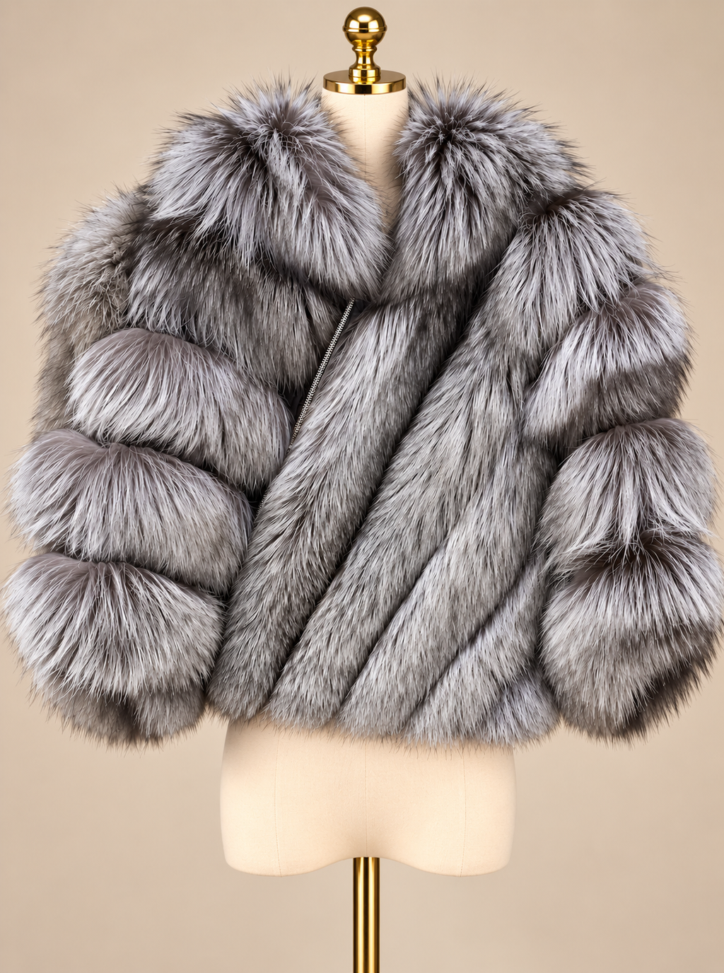 Fur Poncho w/zipper-Regular size Fit