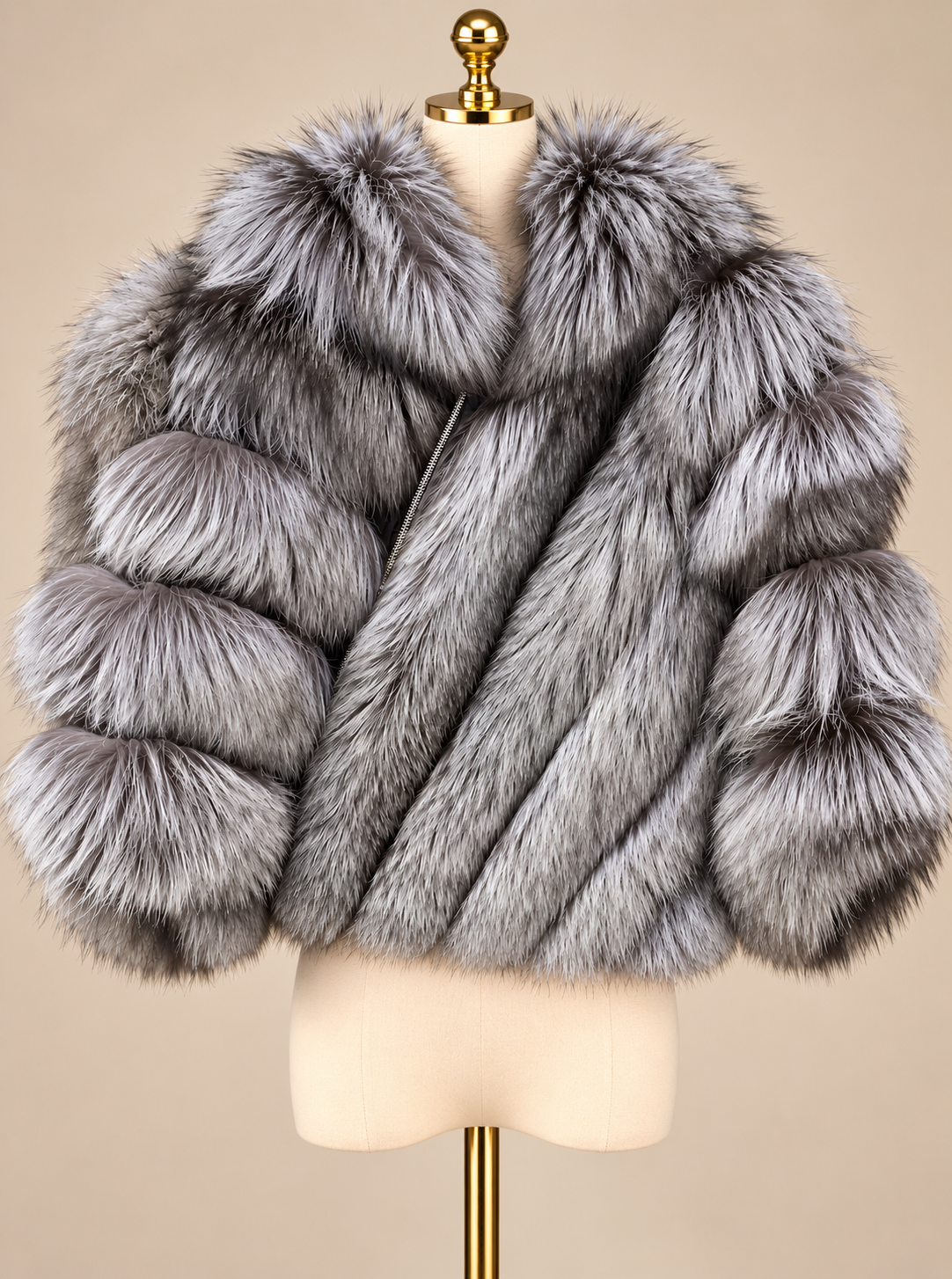 Fur Poncho w/zipper-Regular size Fit