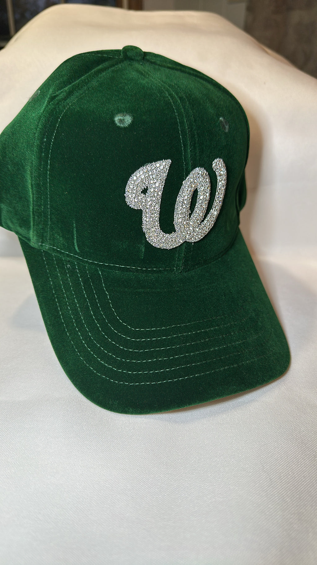 Fitted Cap - W - Dark Green w/silver bling