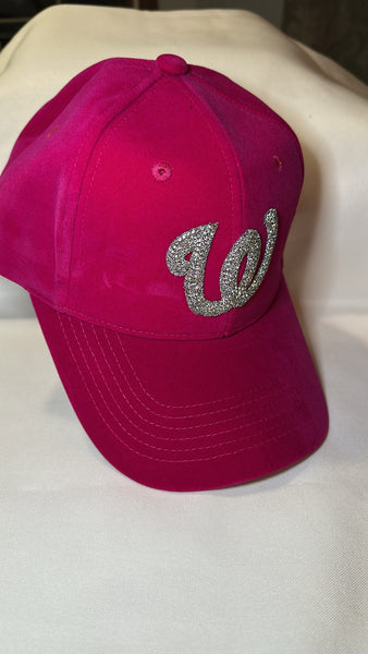 Fitted  Cap - W - Hot Pink w/silver bling