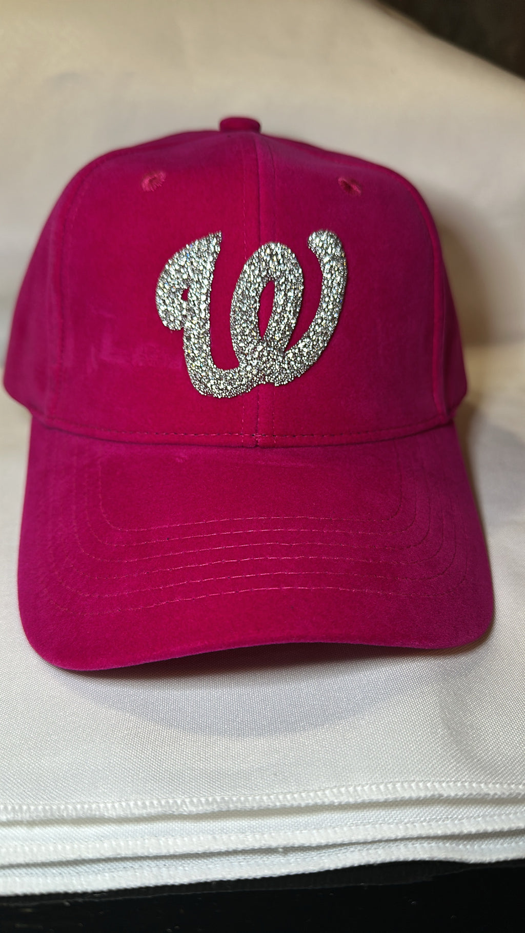 Fitted  Cap - W - Hot Pink w/silver bling