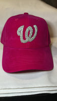 Fitted  Cap - W - Hot Pink w/silver bling