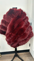 Fox Fur Poncho - Burgundy