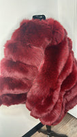 Fox Fur Poncho - Burgundy