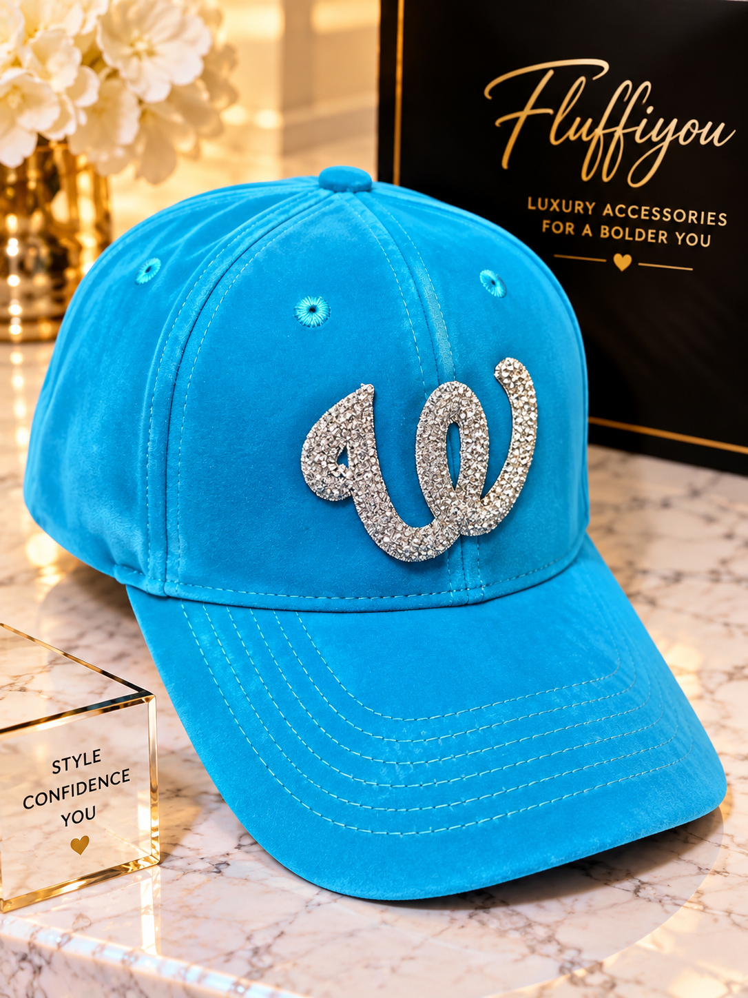 ** PreOrder**Fitted Cap - W - Panther Blue w/ silver bling