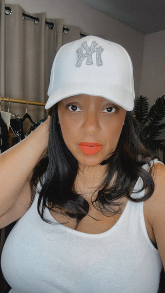 White Fitted NY Cap