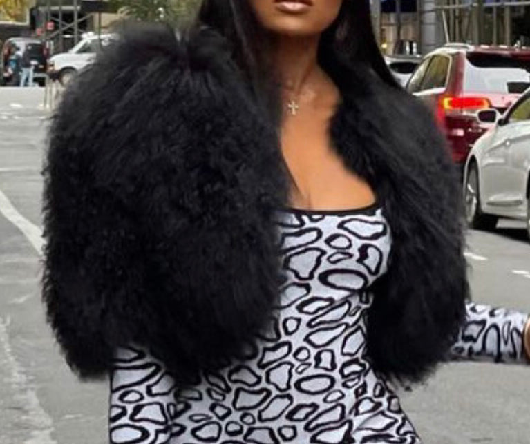 Mongolian Lamb Fur - Crop Vest (3row)