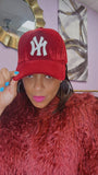 NY fitted cap RedWine